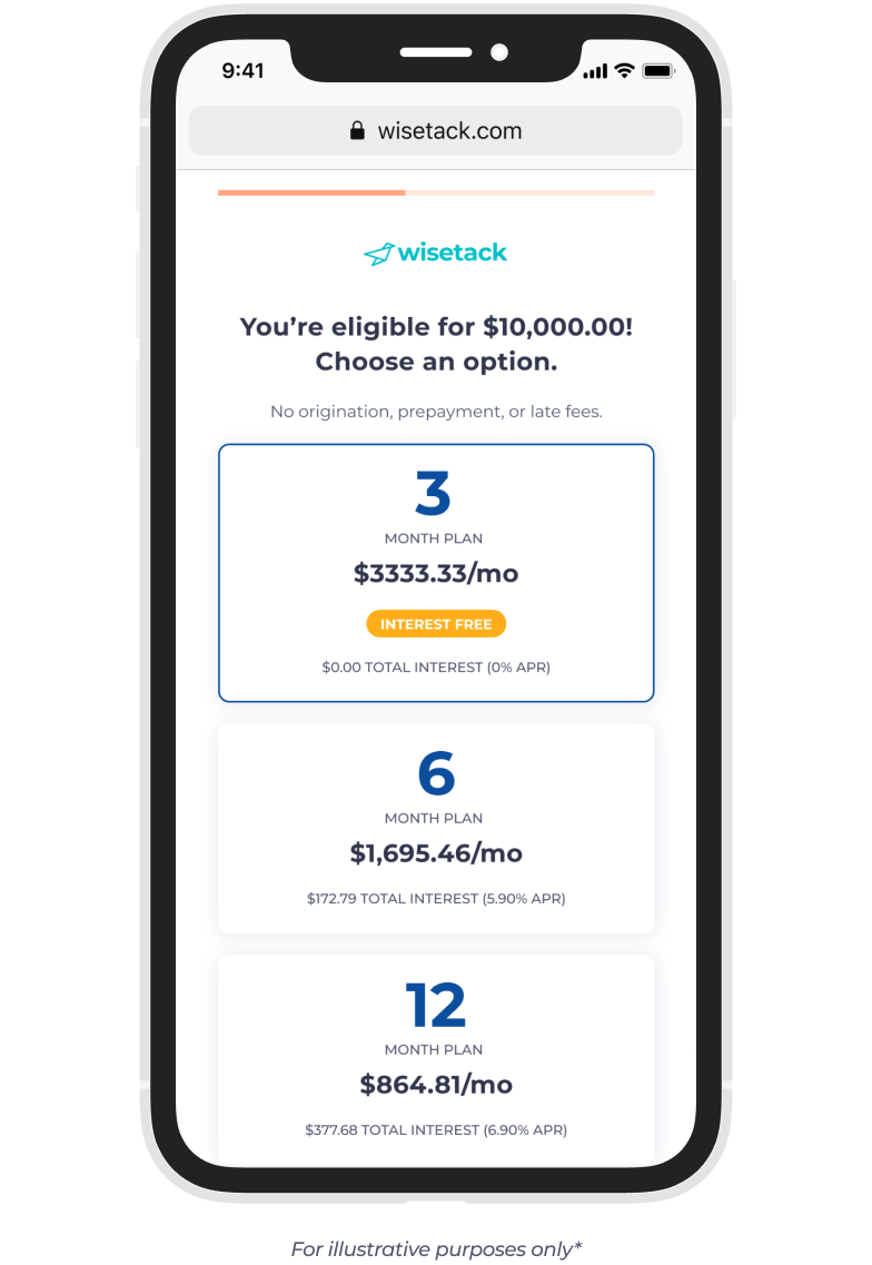 Wisetack financing offer example